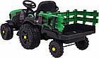 Дитячий акумуляторний трактор, титановий із причепом Зелений, фото 3