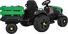 Дитячий акумуляторний трактор, титановий із причепом Зелений, фото 7