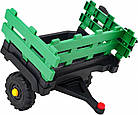 Дитячий акумуляторний трактор, титановий із причепом Зелений, фото 10