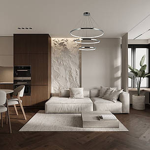 Срібна/хром люстра кільцева 130W 40+60+80см «Circle» (52-9832-3A CHROME), фото 2