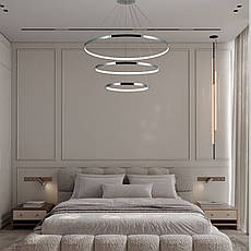 Срібна/хром люстра кільцева 130W 40+60+80см «Circle» (52-9832-3A CHROME), фото 3