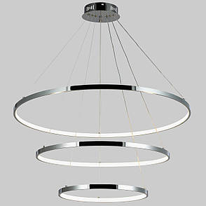 Срібна/хром люстра кільцева 130W 40+60+80см «Circle» (52-9832-3A CHROME), фото 1