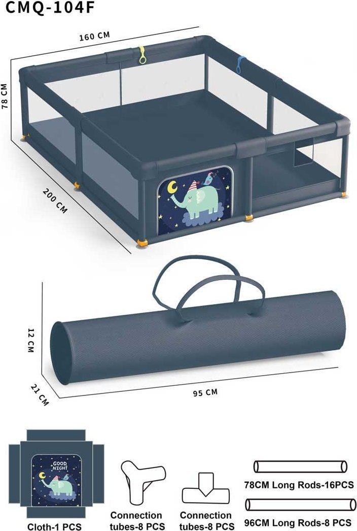 Дитячий манеж прямокутний нічний слоник, фото 1