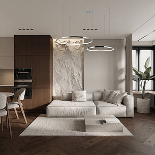 Срібна/хром люстра кільцева 130W 80+100см «Circle» (52-9832-2B CHROME), фото 2