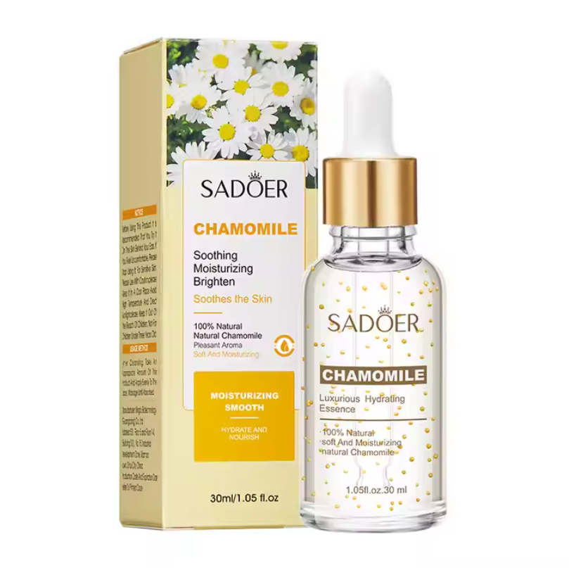 Опт 3 шт. Заспокійлива натуральна Сироватка для пружності шкіри обличчя з екстрактом Ромашки 100% SADOER, 30мл, фото 1