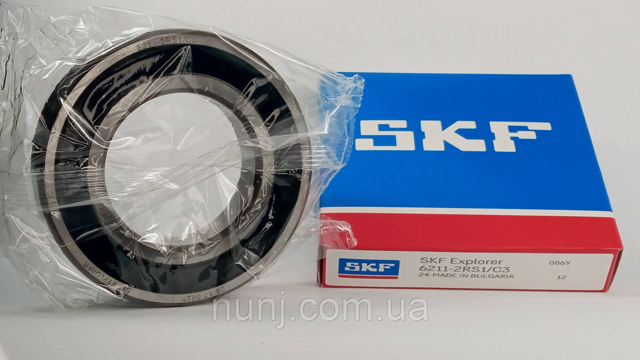 Підшипник 6211-2RS-C3 SKF (70-180211) розміри: 55*100*21 кульковий радіальний закритий, фото 1