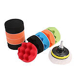 Комплект полірувальних дисків для авто 10шт + 2 адаптера, діаметр 80мм, фото 2