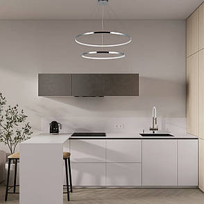Срібна/хром люстра кільцева 100W 60+80см «Circle» (52-9832-2A CHROME), фото 2