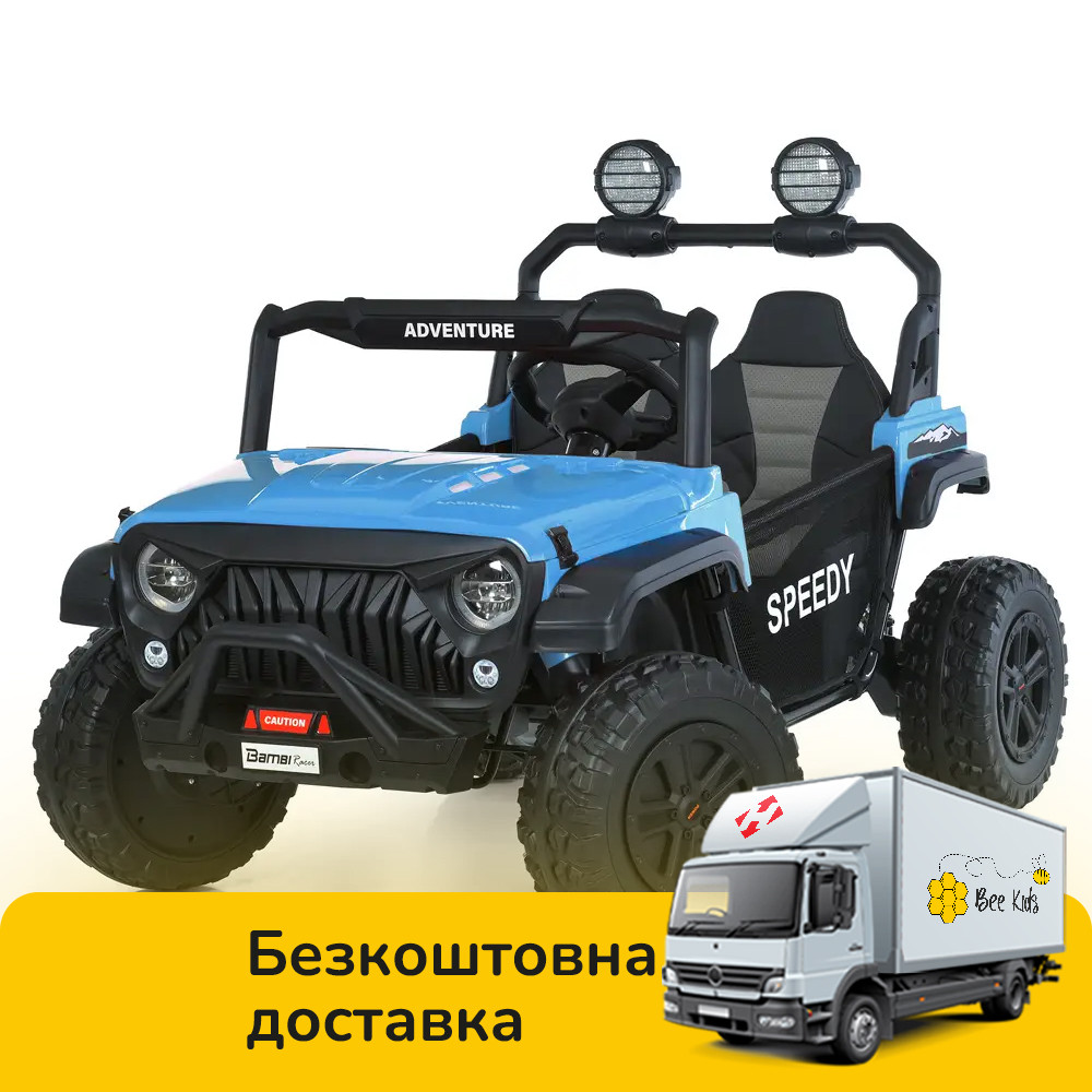 Електромобіль джип Баггі (р/к, 4мотор45W, 2аккум12V7AH, USB, EVA, BLUETOOTH) Bambi M 6206EBLR-4(24V) Блакитний, фото 1