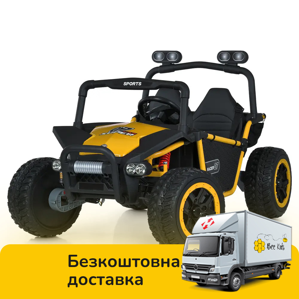 Електромобіль джип Баггі (р/к, 4мотор45W, 2аккум24V10AH, USB,EVA, MP3) Bambi M 6207EBLR-6(24V) Жовтий, фото 1