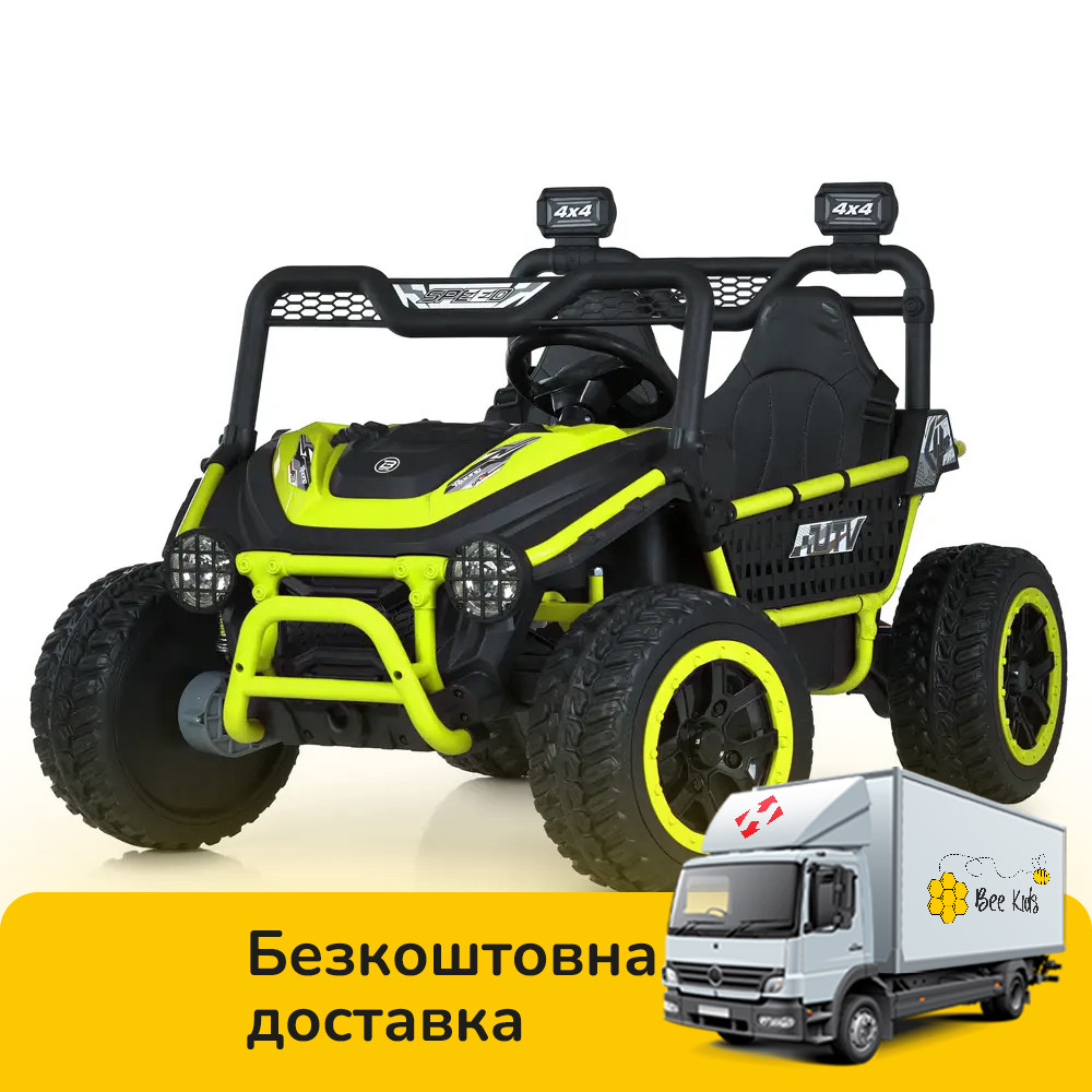 Електромобіль джип Баггі (р/к, 4мотор45W, 1аккум24V10АH, MP3, USB, EVA) Bambi M 6208EBLR-5(24V) Салатовий, фото 1