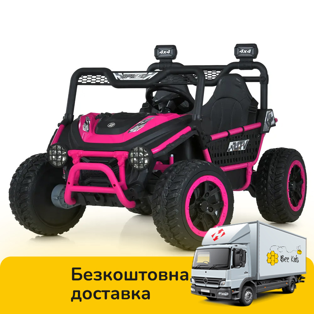 Електромобіль джип Баггі (р/к, 4мотор45W, 1аккум24V10АH, MP3, USB, EVA) Bambi M 6208EBLR-8(24V) Рожевий, фото 1