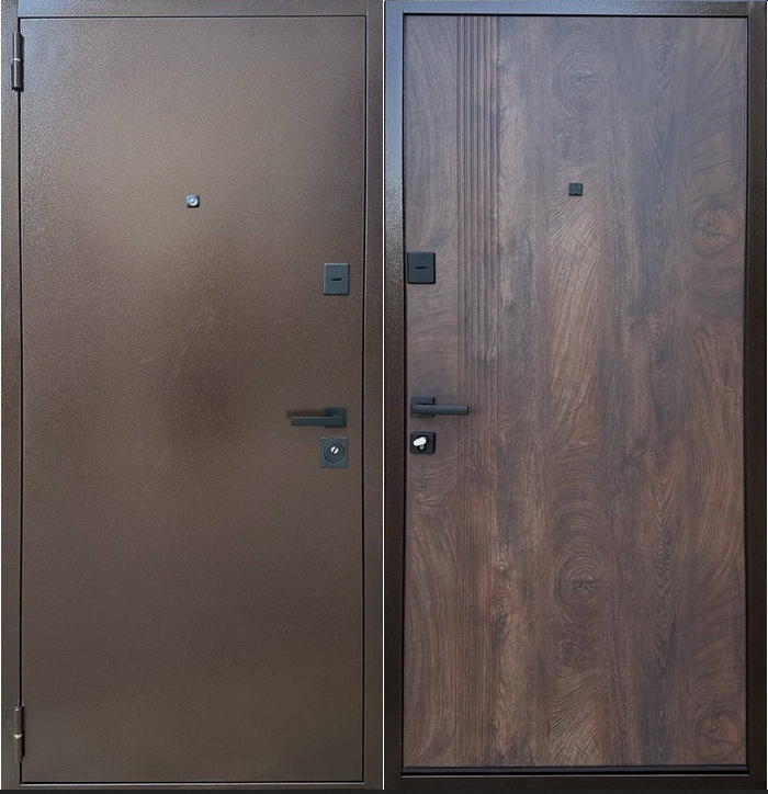 Двері вхідні Метал МДФ Спіл Коньячний Ліва 96см Х 2050см Вулиця ПБУ-262, фото 1