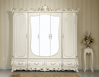 Шафа одягова 5-дверна біла бароко Венеція