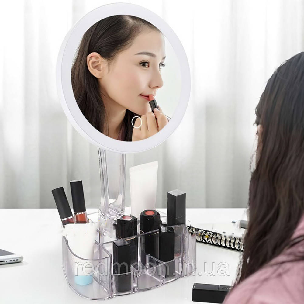 Дзеркало з LED-підсвіткою і підзаряджанням через USB EL-1254/Дзеркало органайзер з підсвіткою, фото 1