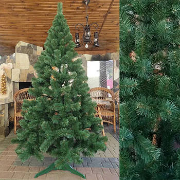 Штучна ялинка "Карпатська" 1,5 м із підставкою Зелена, розбірна / Новорічна пишна ялинка