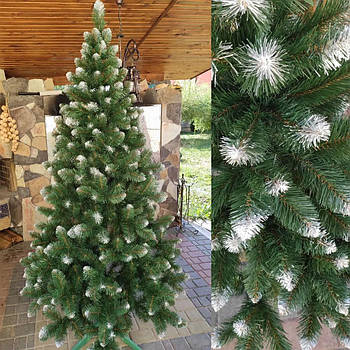 Штучна ялинка "Снігова королева" 2,2 м з білими кінчиками та підставкою/Нодня ялинка зі снігом