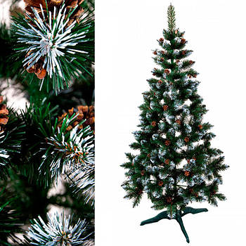 Елітна штучна ялинка з шишками та снігом 1,5-2,5 м / Новорічна ялинка з білими кінчиками