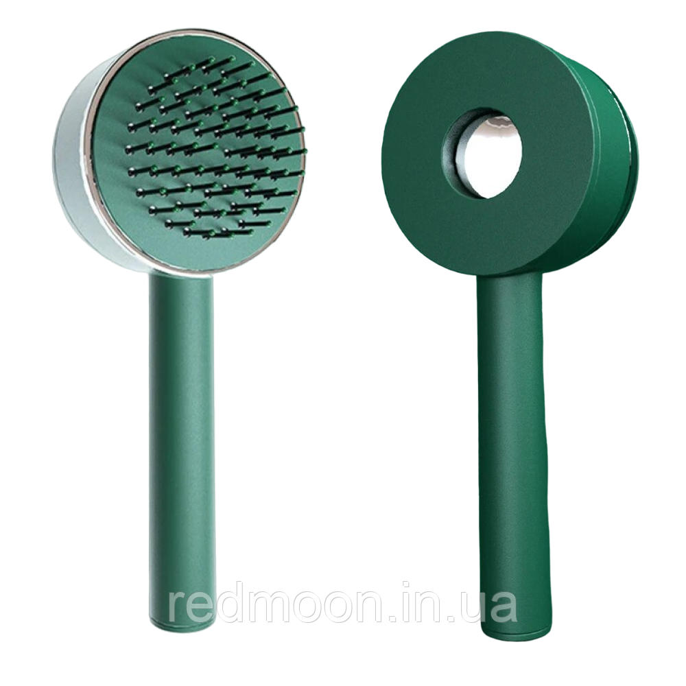 Самоочисна щітка для волосся, 25см, Зелена / Масажна щітка для волосся / Гребінець для волосся, фото 1