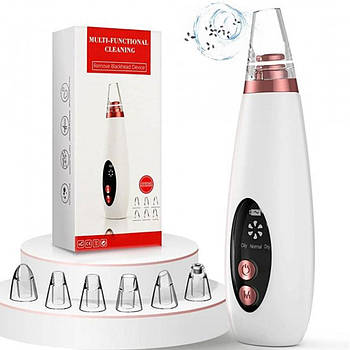 Вакуумний апарат для чищення пор Pore Cleaner MA-59 + 6 насадок / Бездротовий очищувач шкіри обличчя від чорних цяток