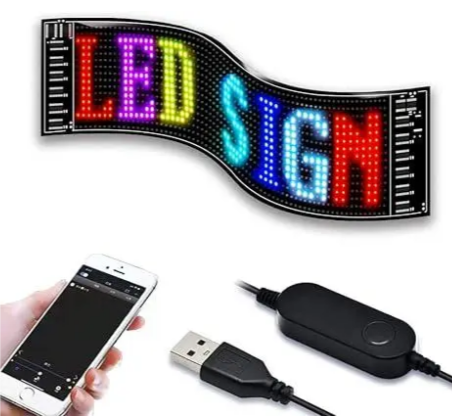 Гнучкий водонепроникний світлодіодний дисплей 37х9 см Type-C Bluetooth Лучшая цена, фото 1