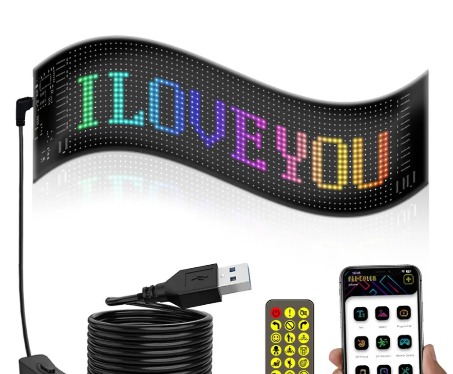 Гнучкий водонепроникний світлодіодний дисплей 59х12 см Type-C Bluetooth Лучшая цена, фото 1