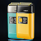 Електробритва шейвер VGR V-357 з USB та LED дисплеєм, Жовта / Акумуляторна бездротова чоловіча бритва, фото 9