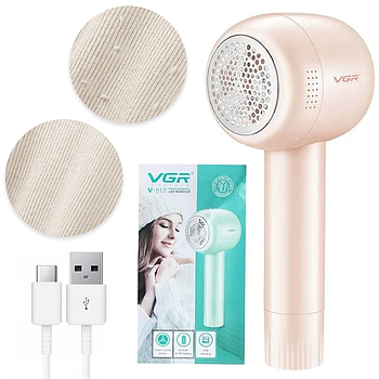 Акумуляторна машинка для видалення катишків VGR V-813 c USB, Рожева / Машинка для зняття катишок