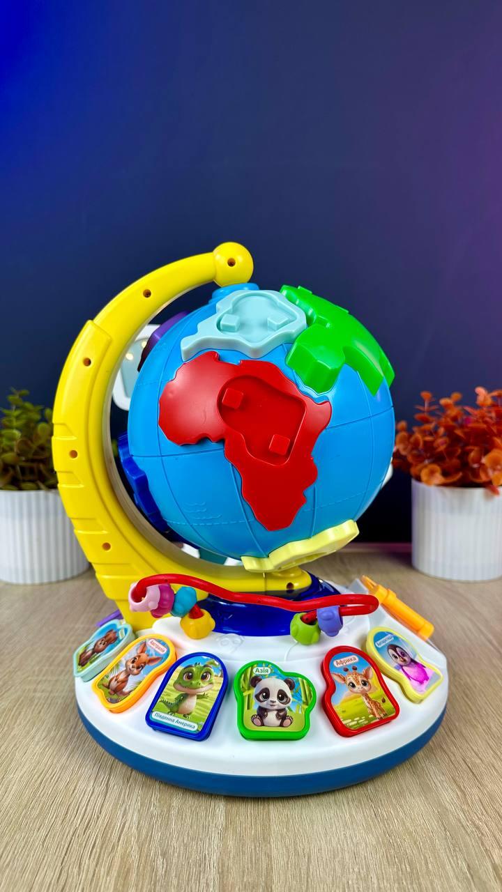 Інтерактивний глобус 62609 WToys, українська озвучість, 7 віршів, 7 пісень, 10 казок, сортер, фото 1