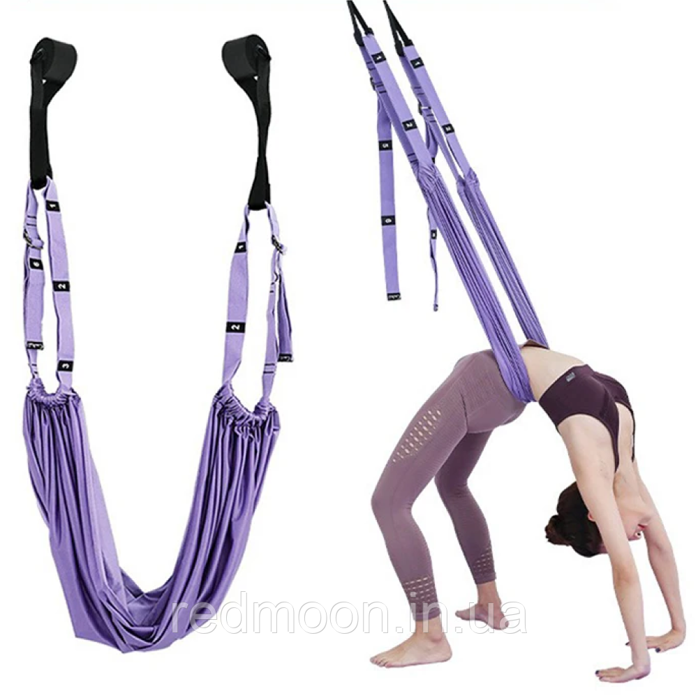 Підвісний гамак для йоги, Air Yoga rope, Фіолетовий / Гамак для флай йоги та пілатесу / Гамак-антигравітація, фото 1