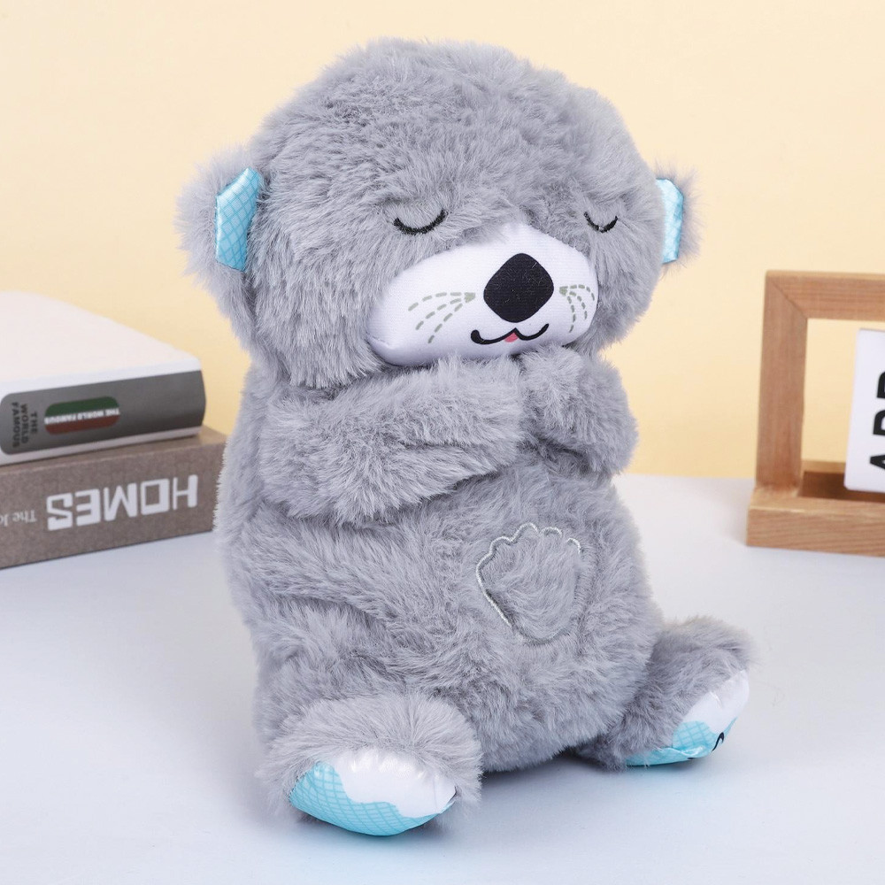 М'яка іграшка-нічник Дихаюча видра 30см, від батарейок / Іграшка видра для сну / Нічник з білим шумом, фото 1