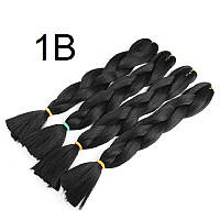 Канекалон чорно-сірий 1В 60см 100г термостійкий однотонний Jumbo коса для плетіння афро кіски дред брейдів