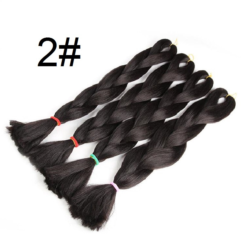 Канекалон чорно-коричневий 2# 60см 100г термостійкий однотонний Jumbo коса для плетіння афро кіски дред брейдів