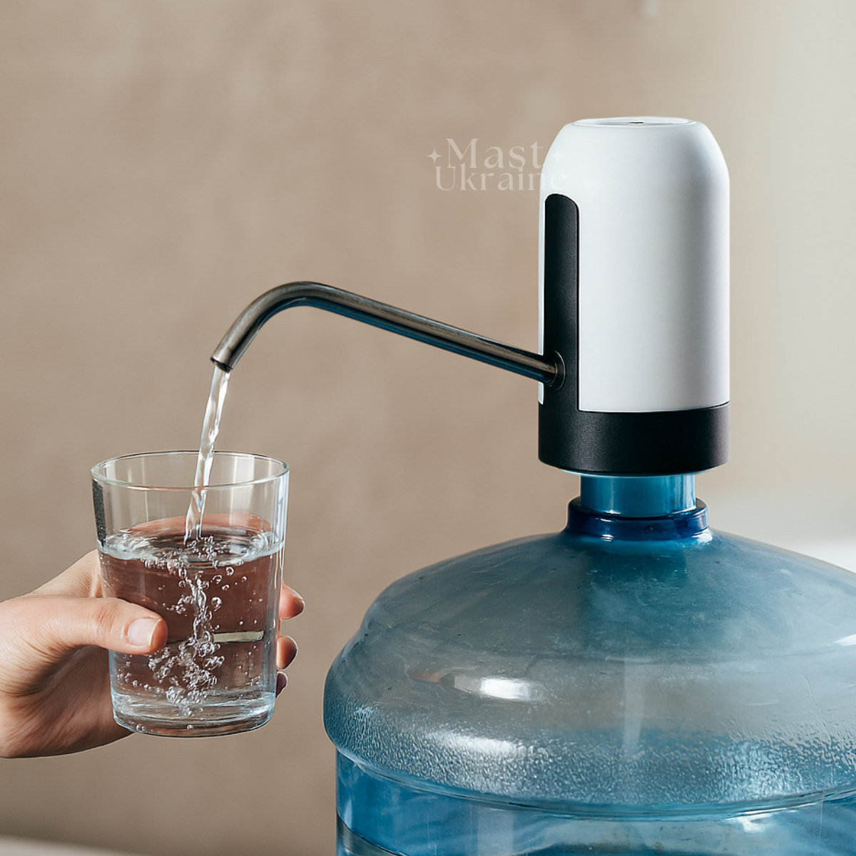 Помпа для води автоматична акумуляторна на бутель 10 л, 11 л, 18.9 л Біла AW-001-White, фото 1