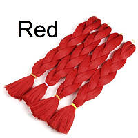 Канекалон червоний Red (A12) 60см 100г термостійкий однотонний Jumbo коса для плетіння афро кіски дред брейдів