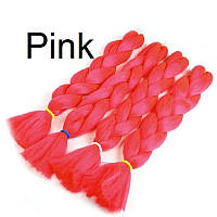 Канекалон рожевий Pink 60см 100г термостійкий однотонний Jumbo коса для плетіння афро кіски дред брейдів