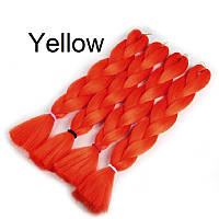 Канекалон помаранчевий Yellow 60см 100г термостійкий однотонний Jumbo коса для плетіння афро кіски дред брейдів