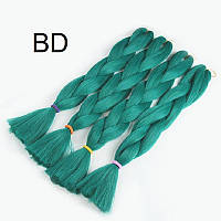 Канекалон темний аквамарин BD 60см 100г термостійкий однотонний Jumbo коса для плетіння афро кіски дред брейдів