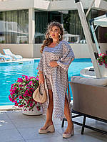 Костюм жіночий прогулянковий з шовку трійка кімоно топ і шорти (Батал і норма), фото 4