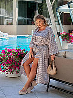 Костюм жіночий прогулянковий з шовку трійка кімоно топ і шорти (Батал і норма), фото 5