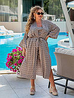 Костюм жіночий прогулянковий з шовку трійка кімоно топ і шорти (Батал і норма), фото 9