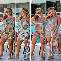 Костюм жіночий прогулянковий з шовку трійка кімоно топ і шорти (Батал і норма), фото 2