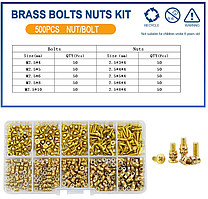 Латунні Гайки+Гвинти М2.5мм Набір 500 шт Для 3D Друку, PLA/ABS, Spec (SP-16725500)