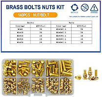 Латунні Гайки+Гвинти М5мм Набір 140 шт Для 3D Друку, PLA/ABS, Spec (SP-16705140)