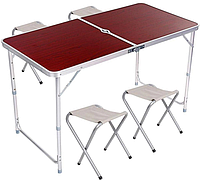 Туристический раскладной столик для выезда на природу и пикника, походной стол туристический складной Коричневый