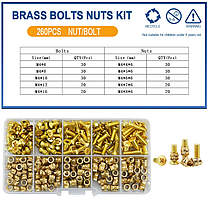 Термогайки та Гвинти М4мм Латунні Набір 260 шт для 3D Друку та Моделювання Spec (SP-16704260)
