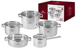 Набір каструль 10 предметів із неіржавкої сталі Gerlach Prestige Plus (5901035504097)