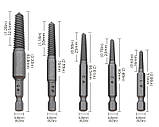 Комплект екстракторів для зламаних болтів з шестигранником, 5 штук, фото 2