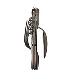 Туристичний столовий набір 5 в 1 з нержавійки, складаний мультитул для кемпінгу Металік, фото 2