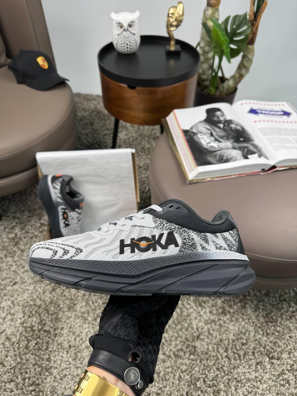 Чоловічі текстильні кросівки HOKA Challenger ART 7 Grey Black, кеди текстиль весна літо сірі. Чоловіче взуття